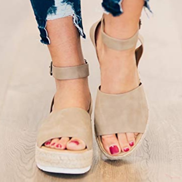 Open Toe Espadrille Wedge Flatform Sandal- Shoe - Picture 2 of 4